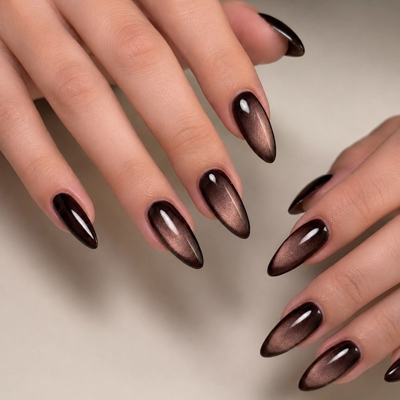 Magnetic Cat Eye Nails with a Mesmerizing Shimmering Finish Magnetic Cat Eye Nails with a Mesmerizing Shimmering Finish