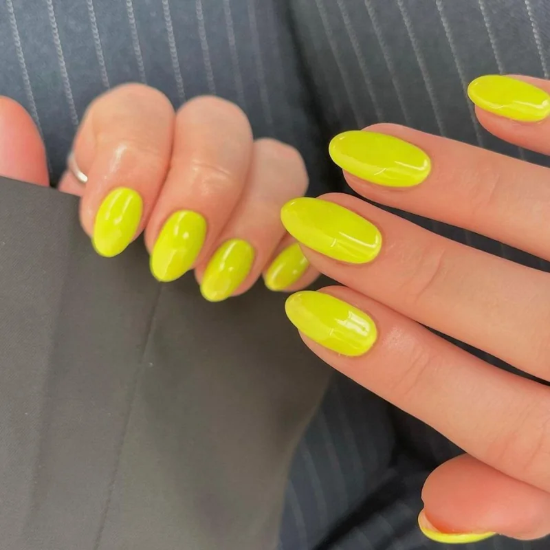 Yellow color almond nail Yellow color almond nail