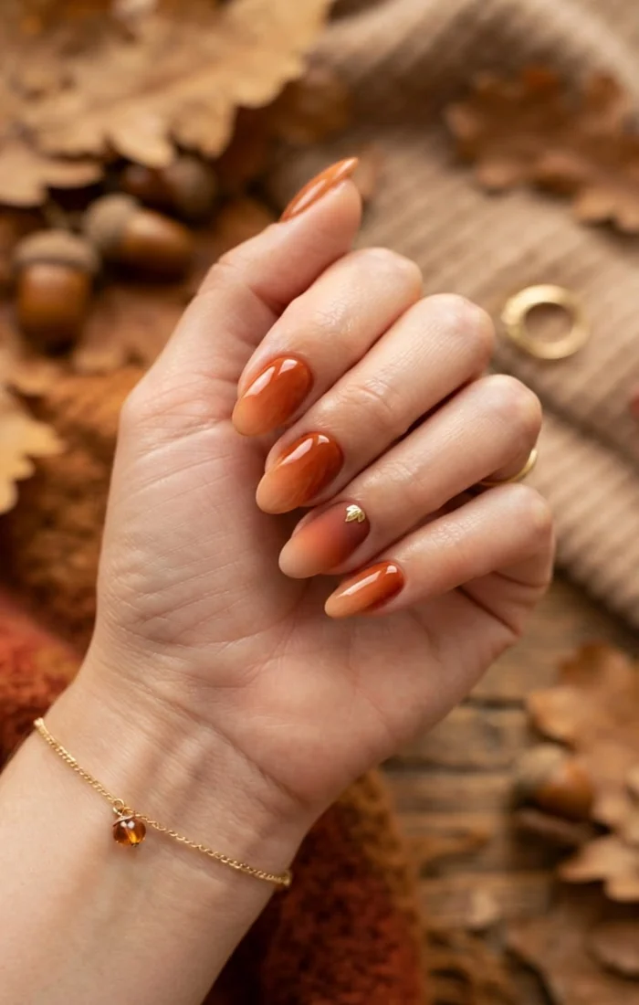 Burnt orange autumn fall nails with a smooth terracotta finish Burnt orange autumn fall nails with a smooth terracotta finish