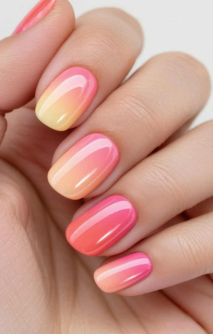 Cute short summer nails in pastel pink, yellow, lavender, and mint green. Cute short summer nails in pastel pink, yellow, lavender, and mint green.