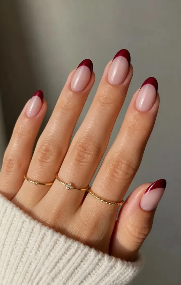 Short natural nails with delicate micro white French tips. Short natural nails with delicate micro white French tips.