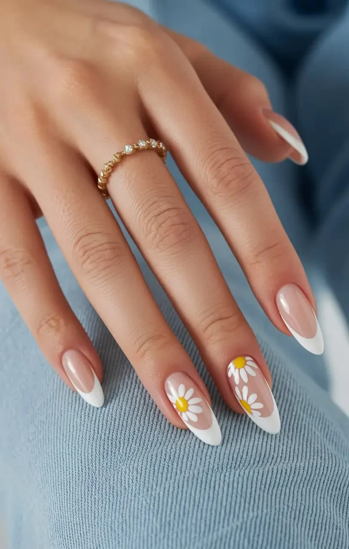 Summer French tip nails with pastel blue, pink, yellow, and coral tips. Summer French tip nails with pastel blue, pink, yellow, and coral tips.